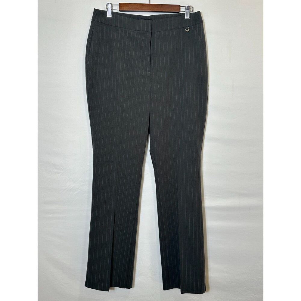 Rafaella Women's Charcoal Gray Pinstripe Dress Pants Size 10 Flat Front Career